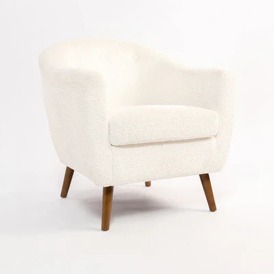 Lounge Chair For Home Furniture Modern &amp; Durable Design Accent Armchair Upholstery Woolen Comfortable Seating for Living Room &amp; Offices - White