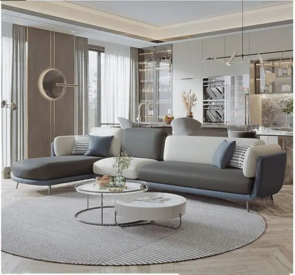 L-Seater Sofa for Home Use with PU Leatherette upholstery, High-Quality Fabric, and Solid Premium Wood, Perfect Blend of Comfort and Modern Design