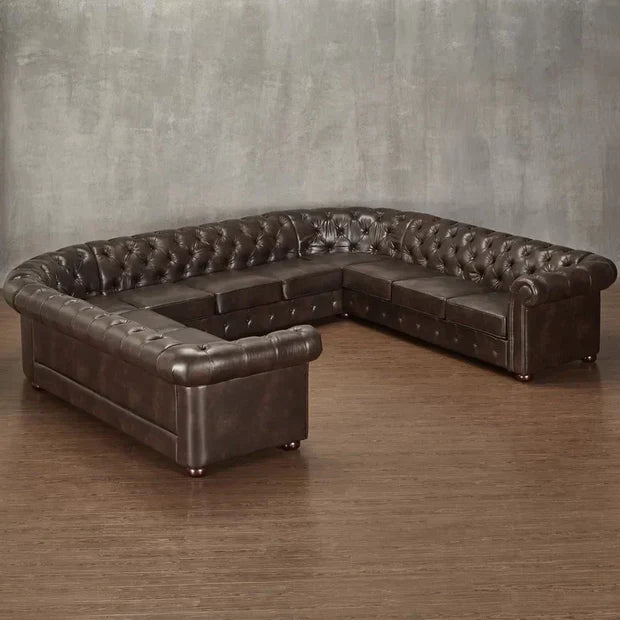 U Shape Seater Sofa Pu Leatherette Upholstery Modern And Durable Design For Living Room