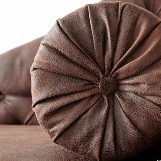 Spaced chesterfield Lounge sofa Handcrafted and Stylish Design & Leatherette fabric Durable & Comfortable Padded Perfect for living Room -Brown