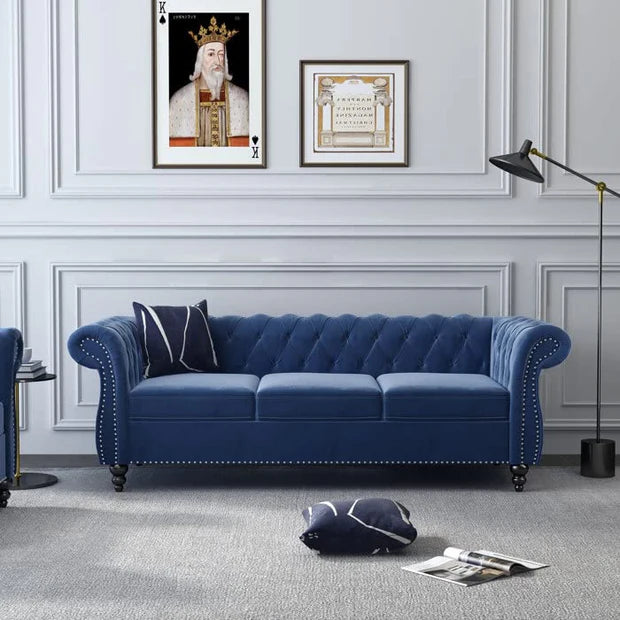 Chesterfield Sofa for Home Furniture Modern Design Upholstery Velvet Tufted With Arm Rest For Living Room