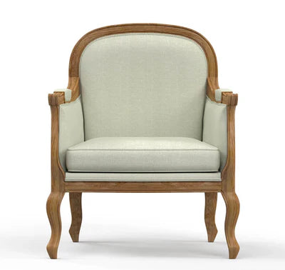 Lounge Wooden Chairs for Home Furniture Upholstery Fabric, Durable Arm Chair Premium Comfort For Living Room or Bedroom - Light Grey