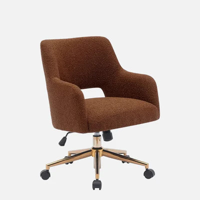 Lounge Mid-Century Upholstered in Woolen Modern Office Vanity Swivel Chair with Wheels Modern and durable-Rust Orange