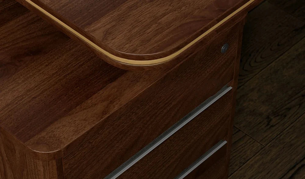 Luxury Design Director L-Shape Office Table Multi Function integrated Wire box & CEO Perfect for Spacious Cabin