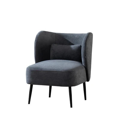 Lounge Chairs&nbsp;cozy and stylish armless chair with a Curved backrest Upholstered in Woolen&nbsp;For Living Room or Bedroom - Dark Grey