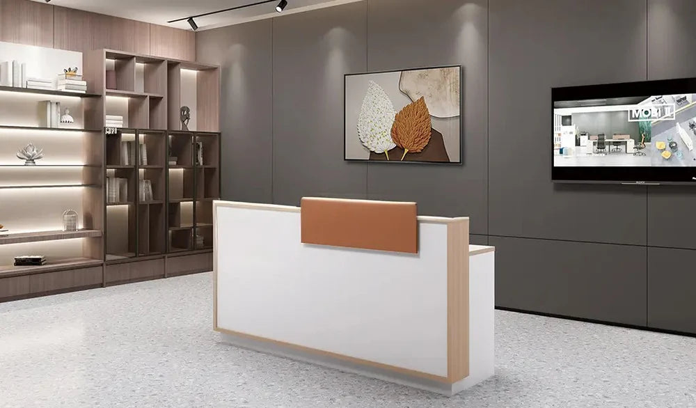 Reception Table with Engineered wood and laminate for lasting durability, world standard for premium furniture Pearwood