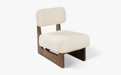 Lounge Wooden Chairs&nbsp;Modern and durable Armless Chairs Upholstered in Fabric&nbsp;For Living Room or Bedroom - Off White