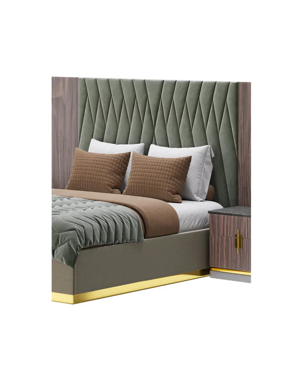 Queen Size Bed with Soft Upholstered Wooden frame, and elegant design—perfectly with lasting bedroom comfort