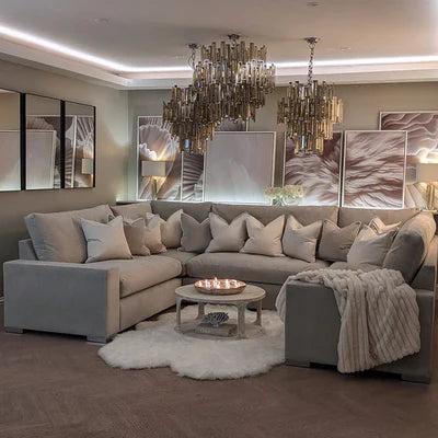 Sectional U Shape Sofa For Home Furniture, Upholstery Fabric Modern And Durable Design For Living Room