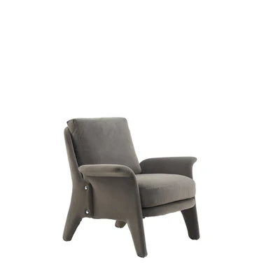 Lounge Chair Upholstered in Velvet Cozy and Stylish ,Comfortable Arm Chair Durable Design for Living Room or Office -Dark Grey