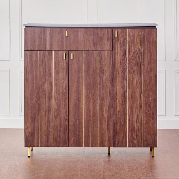 Wooden Storage Cabinet with Wooden Shelves, Contemporary Finish and Sturdy Build