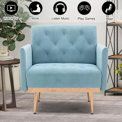 Lounge Chair with Arm For Home Furniture Modern &amp; Durable Design Upholstery Velvet Comfortable Seating for Living Room &amp; Offices - Sky Blue