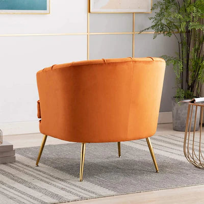 Lounge Chair Upholstered in Velvet Cozy and Stylish, Comfortable Durable Design for Living Room Or Office -Orange