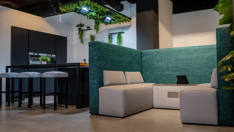 4-Seater Office Focus Sofa with Enclosed Seating Space with Workspace Divider