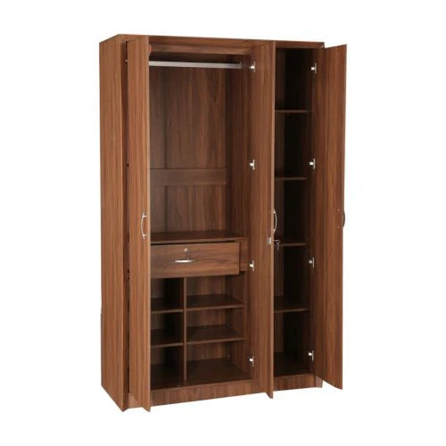 3 Door Wooden Wardrobe with Mirror