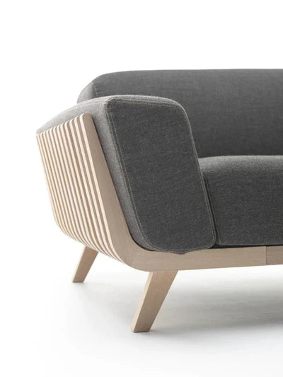 3 Seater Italian Fabric Sofa Premium Quality Upholstery with Wooden Legs and Back, Comfortable Design and Perfect for Living Room