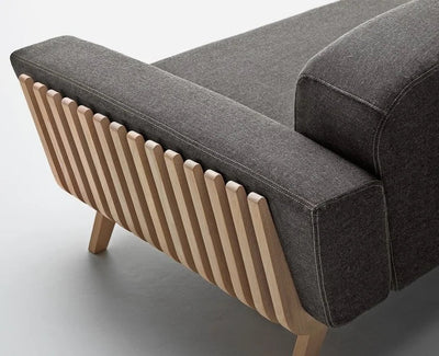 3 Seater Italian Fabric Sofa Premium Quality Upholstery with Wooden Legs and Back, Comfortable Design and Perfect for Living Room