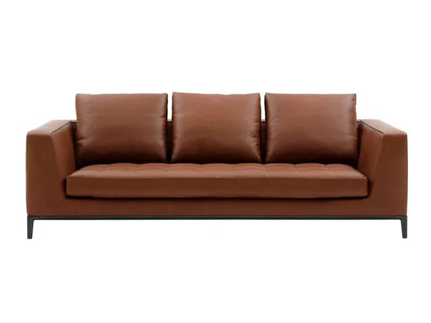 3 Seater Sofa For Home Furniture Made in wooden Frame with Leatherette Upholstery and Metal Legs