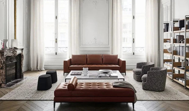 3 Seater Sofa For Home Furniture Made in wooden Frame with Leatherette Upholstery and Metal Legs