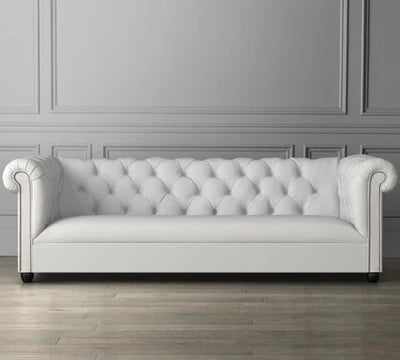 3 Seater Sofa Suede Fabric Soft Seating with Tufted Design Sofa for Home, Wooden Frame and Legs with Polish