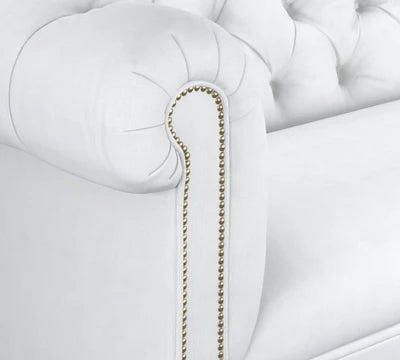 3 Seater Sofa Suede Fabric Soft Seating with Tufted Design Sofa for Home, Wooden Frame and Legs with Polish