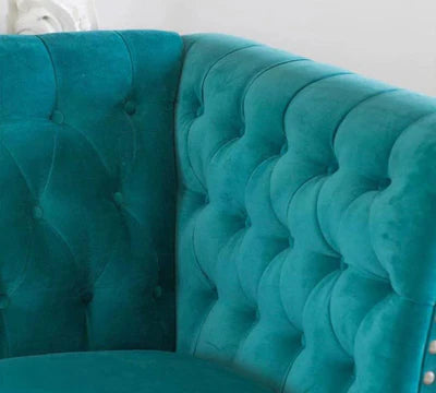 3 Seater Sofa Velvet Fabric Soft Seating with Tufted Design Sofa for Home, Wooden Frame and Legs with Polish