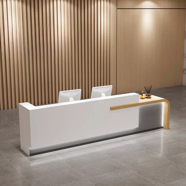 Reception Table for Office Luxury Modern Counter Stylish Design Made in MDF with Marble Pattern and Ample Storage & Two Person Seater