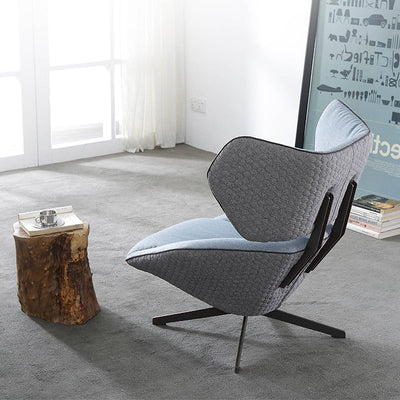 Lounge Chair Upholstered in Fabric cozy and stylish with Curved shape Extra support back ,durable Design -Light Blue