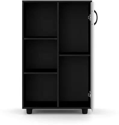 Cabinet – Solid Wood with 5 Shelves, Sleek Storage Accent for Kitchen or Utility