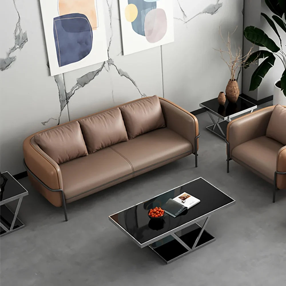 3-Seater Sofa For Home Furniture Made in Wooden Frame with Pu Leatherette and Metal Legs Base