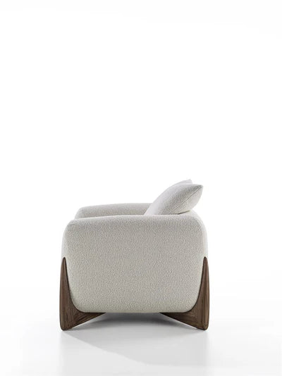 Lounge Chair For Home Furniture Premium &amp; Durable Design Armchair Upholstery Woolen Fabric Comfortable &amp; Soft for Living Room &amp; Offices - Off White
