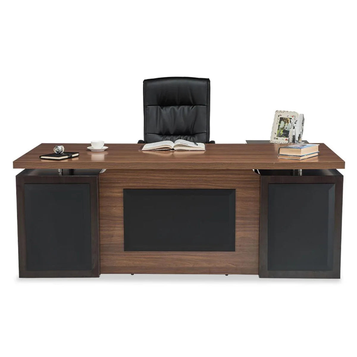 Director L shape Table Made in Engineered Wood and Matte Finish, Brown