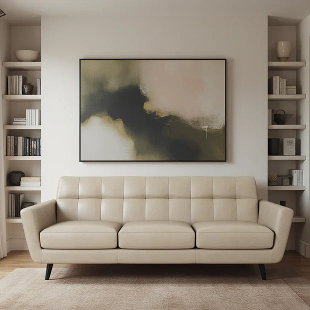 3 Seater Sofa For Home Furniture, Upholstery Pu Leatherette and Durable Design For Living Room and Office- off White
