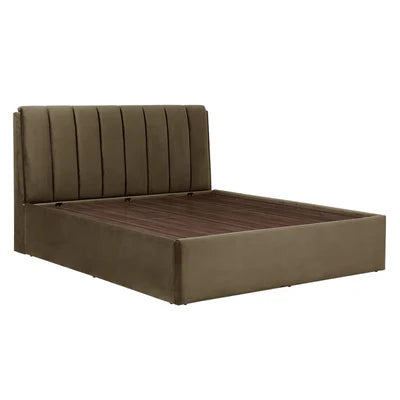 King Size Wooden Bed Upholstered Luxury Design with Hydraulic Storage Wooden Frame; Finished in Premium Velvet/Suede for Elegance ; Durability
