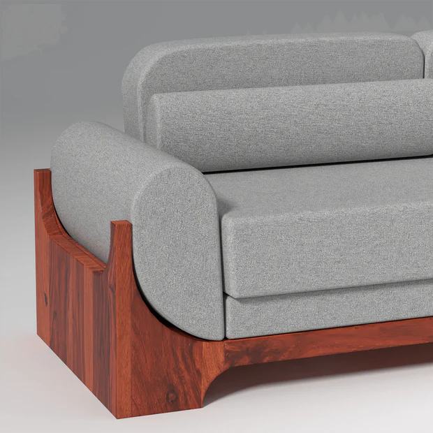 3 Seater Wooden Sofa For Home Furniture, Upholstery Fabric Premium and Durable Design For Living Room and Office