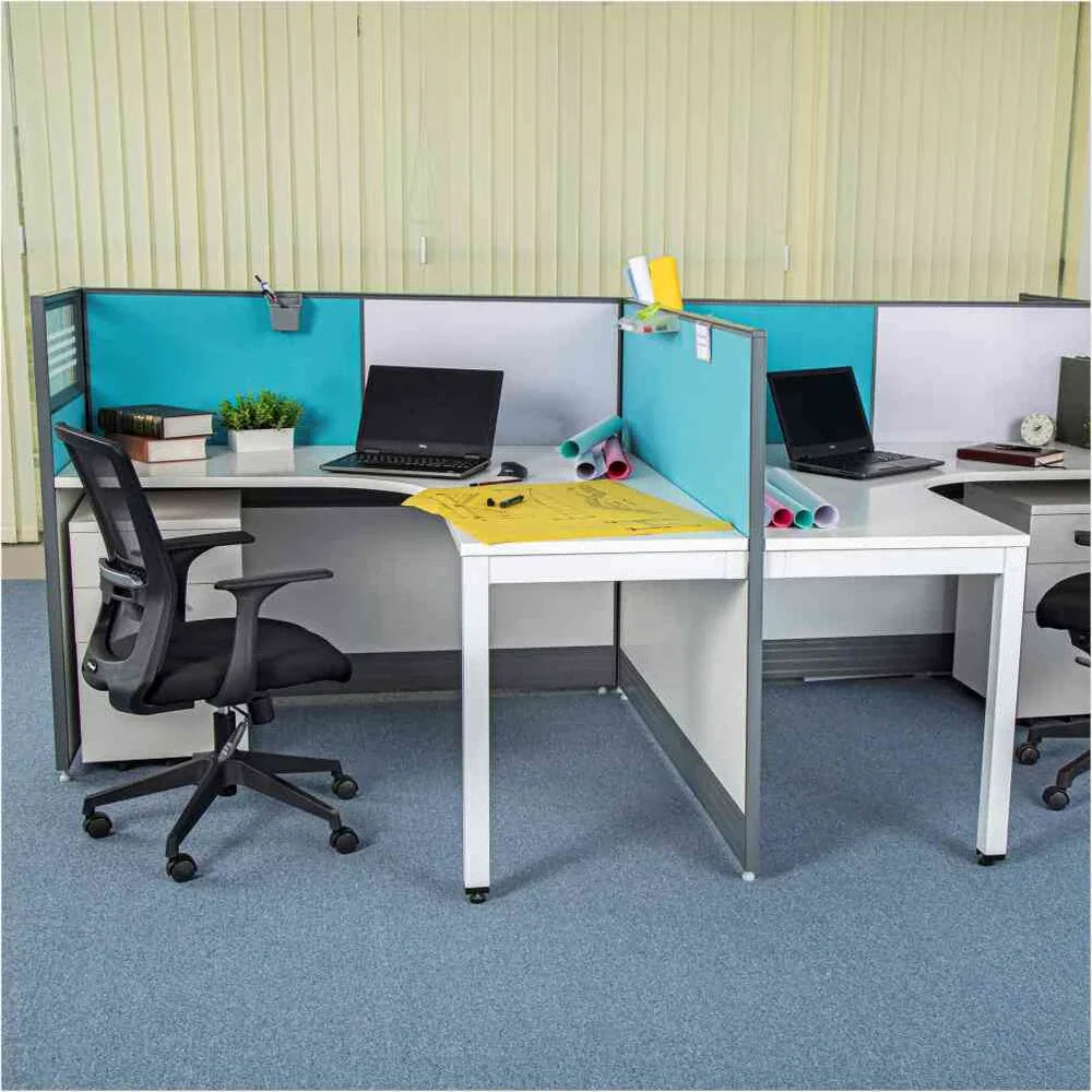 Modern 4-Seater Cubicle Workstation with Partition Panels & High Quality, Durable Workstation