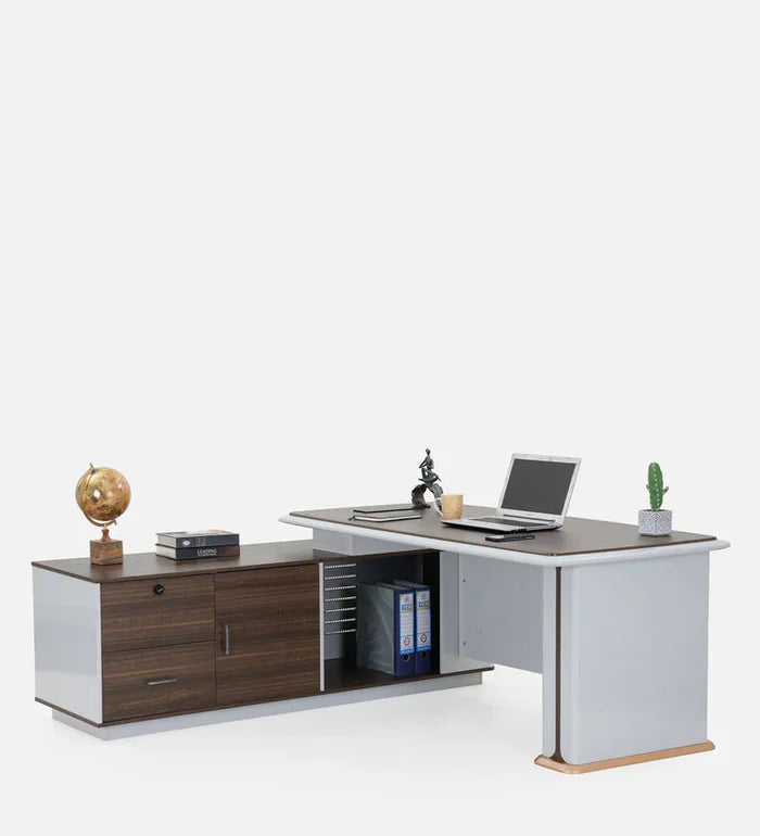 Director and Executive L shape Table Made in Plyboard with Veneer and high glossy finish
