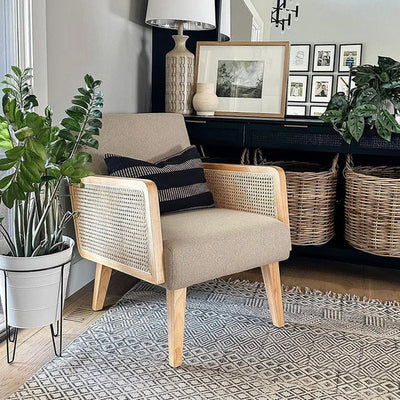 Lounge Armchair with Wooden Frame Single Sofa Chair for Small Apartments, Living Room or Bedroom (1 Chair, Light Grey)