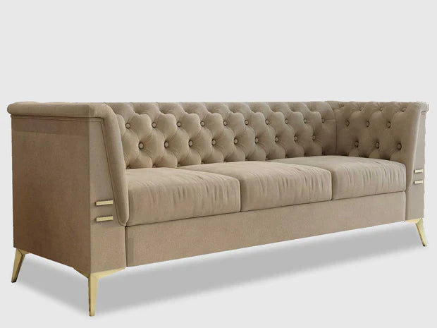3 Seater Chesterfield sofa Modern Design and Upholstered Premium Quality Fabric and Foam, Durable