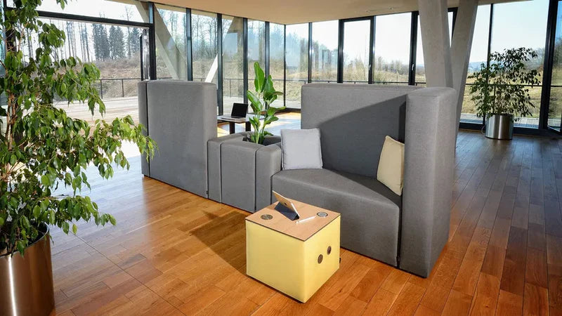 2-Seater Office Focus Sofa with Enclosed Seating Space with Workspace Divider Sofa