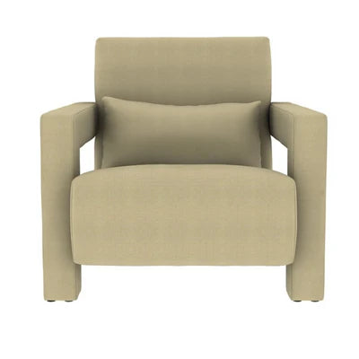 Lounge Chair Upholstered in Fabric Luxurious and Comfortable durable Design legs Wooden leg base with polish-Off White