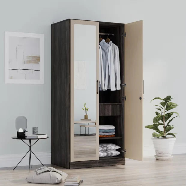 Elegant Wood Storage Cabinet – Open Shelves & Closed Compartments for Home Use