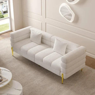 Modern Boucle 3-Seater Sofa with Unique Design, Metal Legs, and High-Elasticity Cushions for Stylish Living Spaces