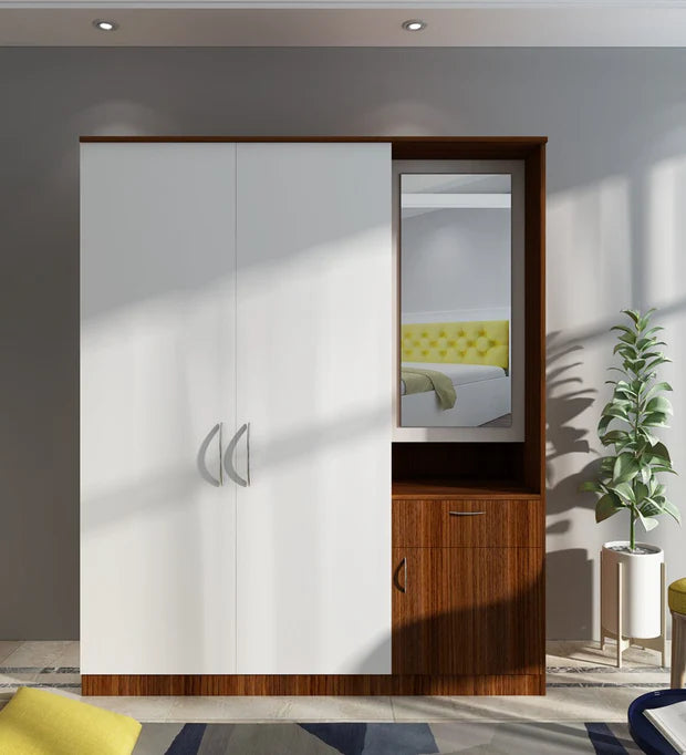 Wardrobe for Bedroom Storage – Two-Door Almirah with Hanging Space and Adjustable Shelves