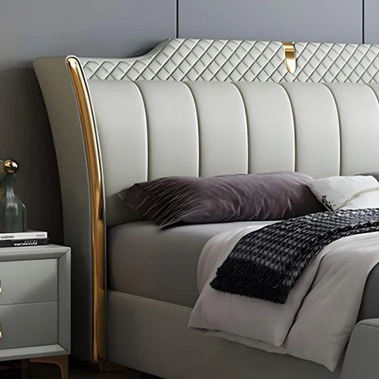 Modern Upholstered Bed with Box Storage – Plywood Frame, Soft Fabric Headboard, and Design for Contemporary Bedrooms