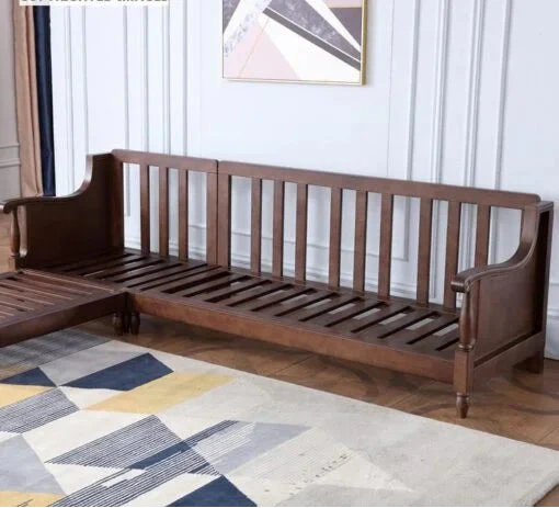 3 Seater Wooden L Shape Sofa For Home Furniture, Upholstery Fabric ;Premium and Durable Design For Living Room and Office