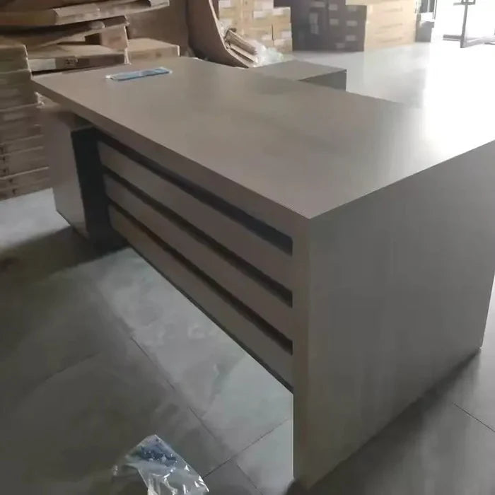 Director L-Shaped Table Luxury Design Wooden Furniture for CEO & Director Offices with Drawers and Storage