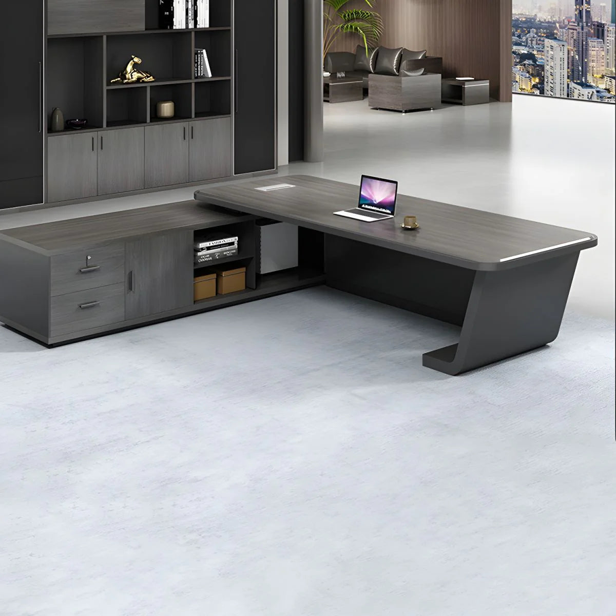 Director & Executive L-Shape Office Table Luxury Desk