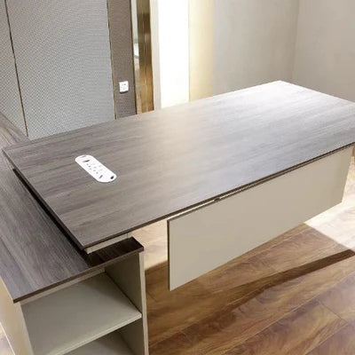 Director & Executive L-Shape Office Table Made in MDF with Side Unit Storage, Drawer, CPU Storage & Wire Manager