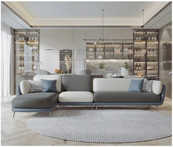 L-Seater Sofa for Home Use with PU Leatherette upholstery, High-Quality Fabric, and Solid Premium Wood, Perfect Blend of Comfort and Modern Design